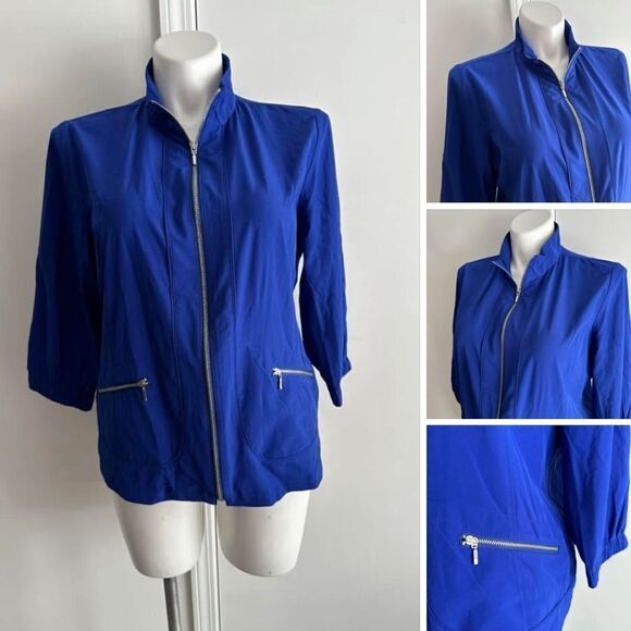 Blue Zi-up Blazer, Zenergy by Chicos, Size 2 (Large) - Picture 1 of 9